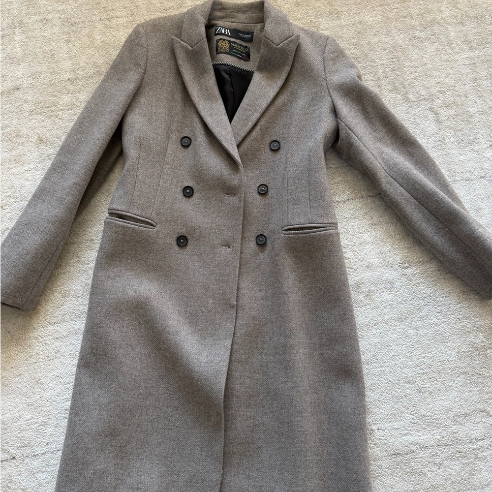 Zara Double-Breasted Trench Coat in Taupe
